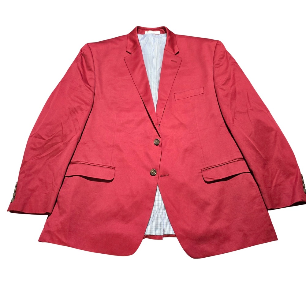Chaps Blazer Jacket Mens 48R Red Two Button Cotton Sport Coat Notch Lapel